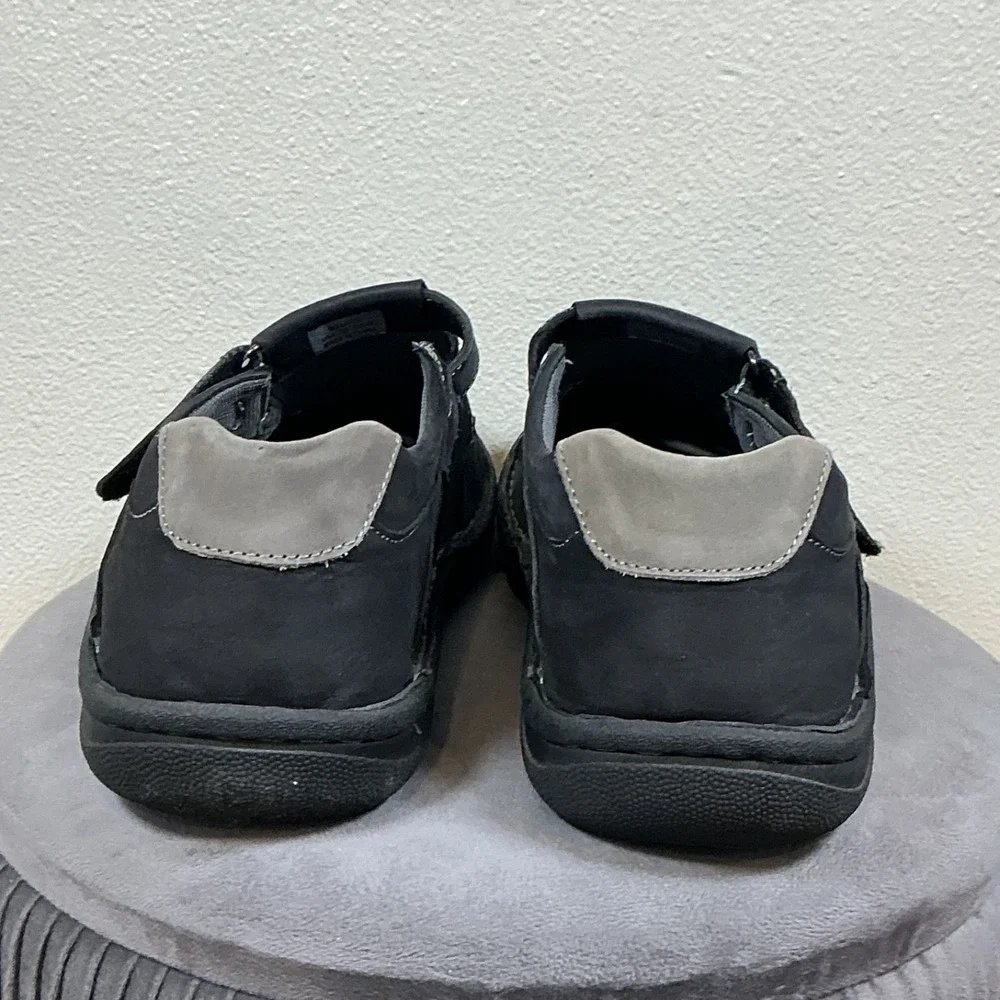 Propet Jack Mens Fisherman Sandals 13  Black Leather Adjustable Hook‎ And Loop